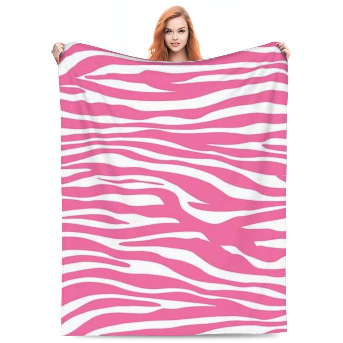 Pandara Jewelry Unisex Pink Zebra Print Blanket Flannel Sofa Throw Blanket Super Soft Throw Blankets For Home Bedroom Outdoor Throws Bedspread Quilt