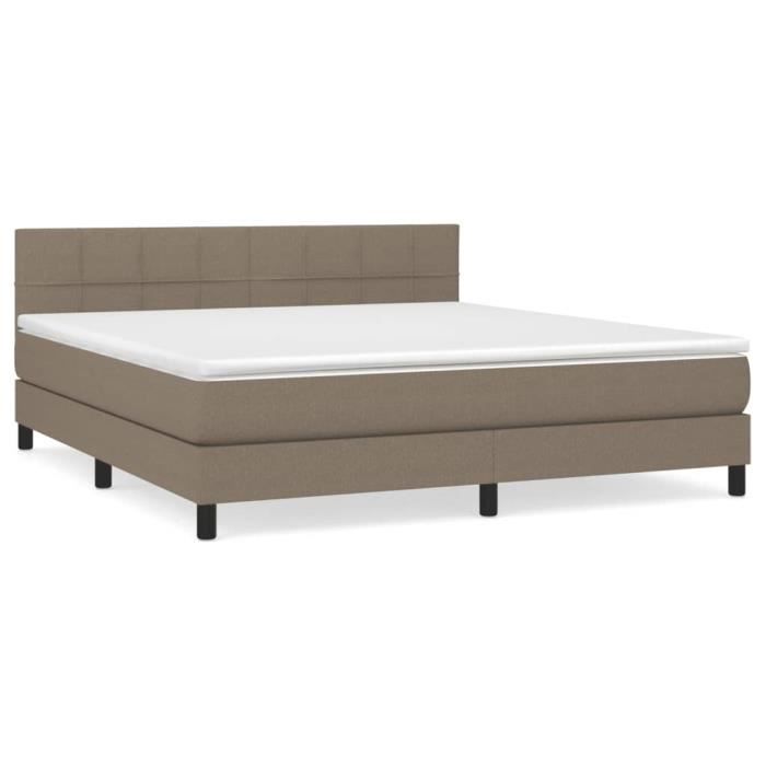 3140069 vidaXL Bed with Box Spring and Mattress Taupe 160x200 Cm Fabric