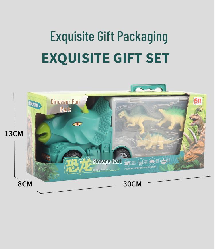 Dinosaur Truck Toy Storage & Transport Set with Alloy Car for Kids