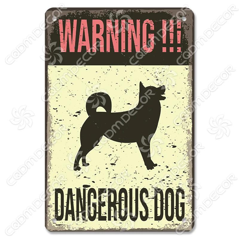Beware of Dog Warning Tin Sign Metal Plate Caution Danger Dogs Vintage Poster Metal Plaque Garden Backyard Farm Home Wall Decor