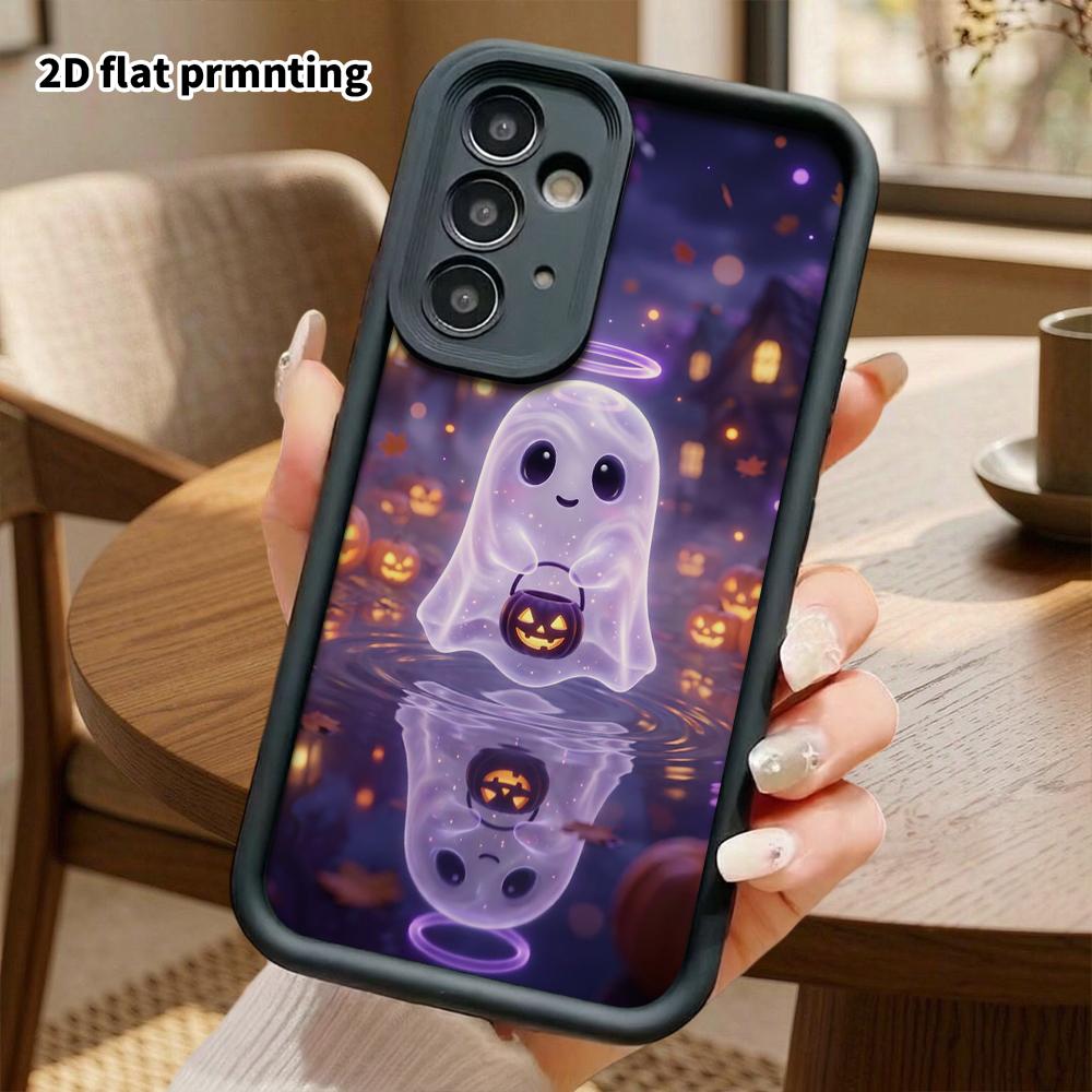 Phone Case: 2D Flat Samsung Galaxy A34 A35 M05 M06 S20 S22 S21 FE Plus 5G Layered Protective Case, Little Angel Ghost, Christmas and Halloween Gift