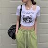 Print T Shirt Women Summer Short Sleeve Tee Fashion Hollow Out Tank Tops Casual Crop Top Female T-shirt