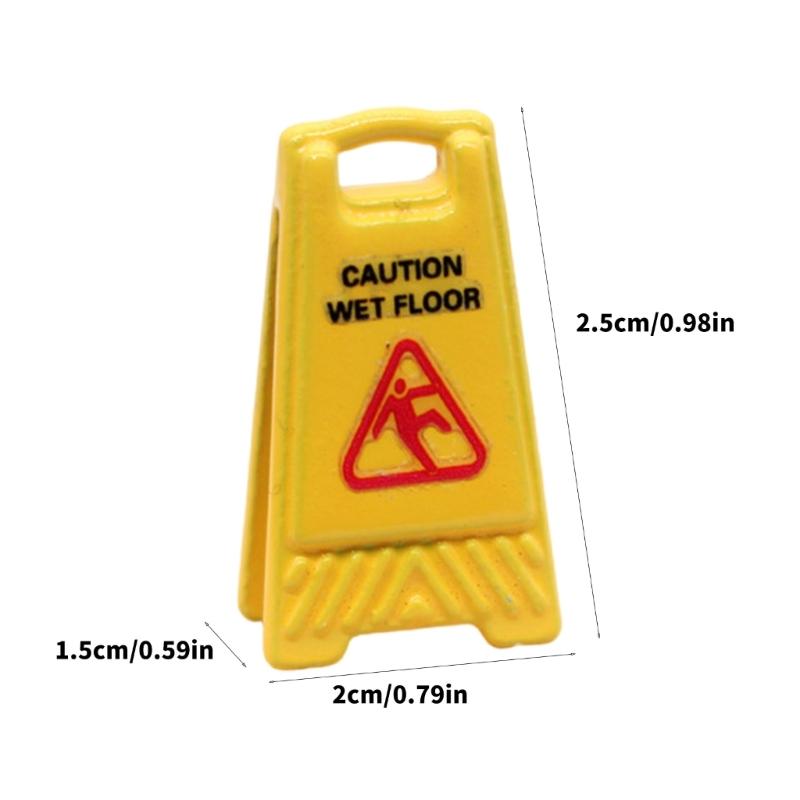 Realistic Model Safety Sign For Doll House Decoration Plastic Warning Sign for Restaurant Scene Display Setting Props