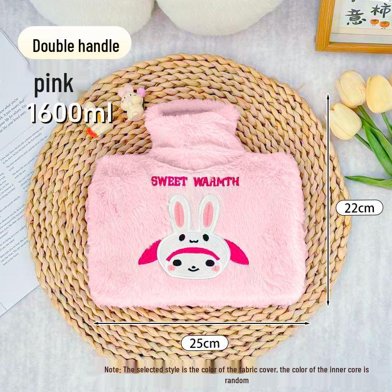 Large Capacity Cartoon Plush Hot Water Bottle with Removable Washable Cover for Stomach and Waist