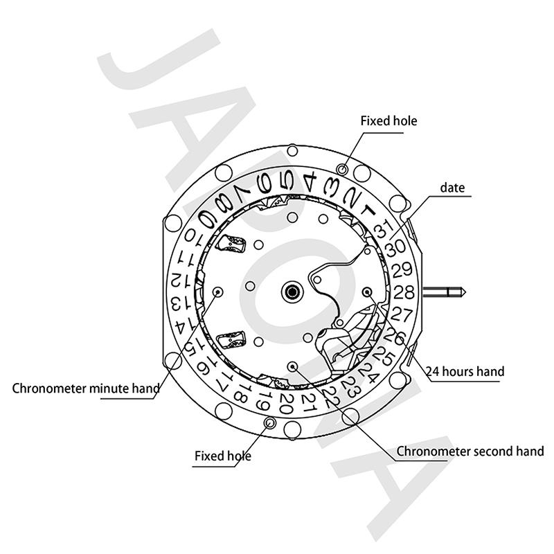 Watch Movement Accessories Pe90 Movement 6-Pin 3-Point 3\6\9 Or 6\9\12 Bit Small Second Single Calendar Maintenance