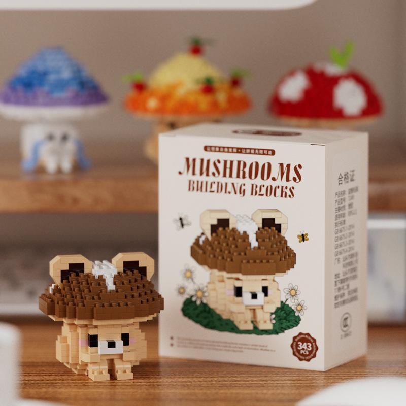 Mushroom Building Blocks: Cute Lego-Compatible Cartoon Figures & Educational Toys for Kids