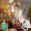 Christmas LED Projector Light with 16 Cartoon Patterns USB 360° Rotating Snowman Light for Holiday Home Garden Party Decoration
