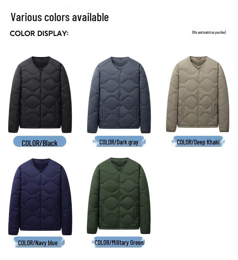 Men's Lightweight Down Jacket - Dad's New 2025 Autumn/Winter Round-Neck Inner Wear