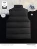 Men's Winter Stand Collar Thick Cotton Vest: Trendy, Windproof, Pure Color, Warm Shawl Jacket