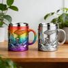 Yousheng Book Mug 3D Hand-Painted Resin Coffee Mug with Stainless Steel Interior Microwave Dishwasher Safe Literary Cup Unique Gift for Book Lovers