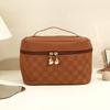 Simple checkerboard cosmetic bag women's high-end sense large-capacity storage bag waterproof portable travel toilet bag