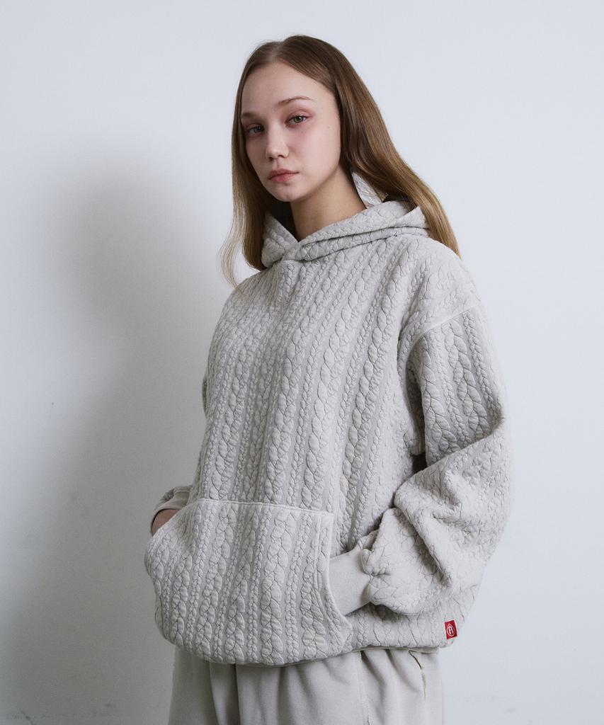 ADERNM Granpa Cozy Cable Hoodie (Beige)
