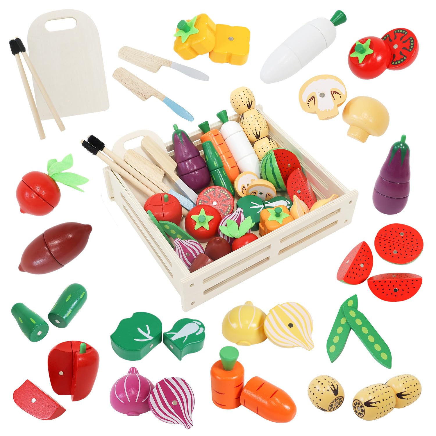 

Санитарный закон Rocotto Деревянный игровой набор для ролевых игр с магнитами и липучками Включает и хранение фруктов Большая вместимость Игрушка для игры Деревянная обучающая резка