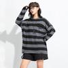 Gestrickt lässig übergroß vintage Streifen locker Frühling Herbst Pullover Damenpullover
