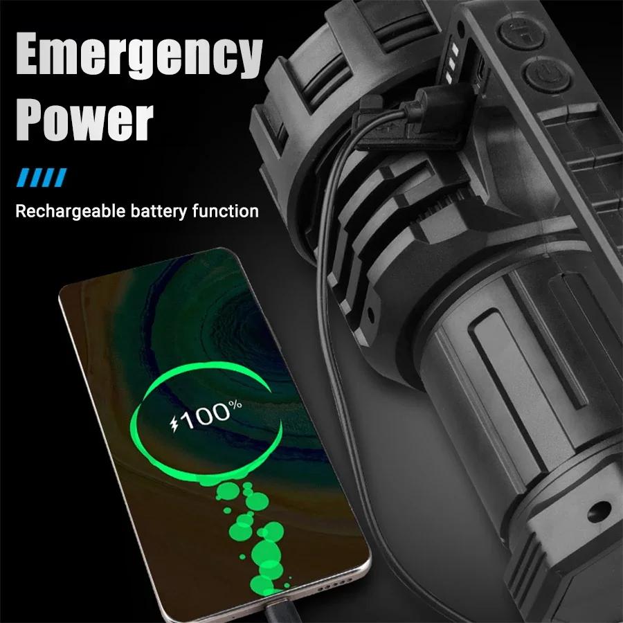Super Bright Led Flashlight High Power Long Shot Torch Rechargeable Searchlight Outdoor Camping Patrol Mine Searchlight