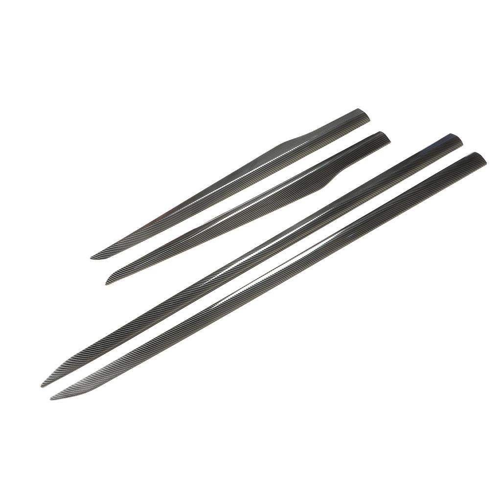 4 Pcs Door Bottom Decal Trim Panel Carbon Fiber Style Decoration Sticker Cover Molding Replacement