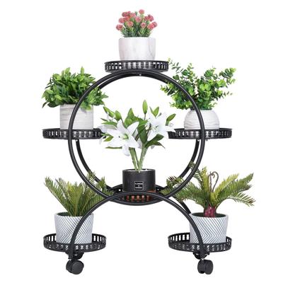Susire Flower with Flower Potted Plant Plant Garden Flower Gardening Balcony Stand, Indoor, Casters, Iron, Black, Stand, Stand, Shelf, Rack, Stand,