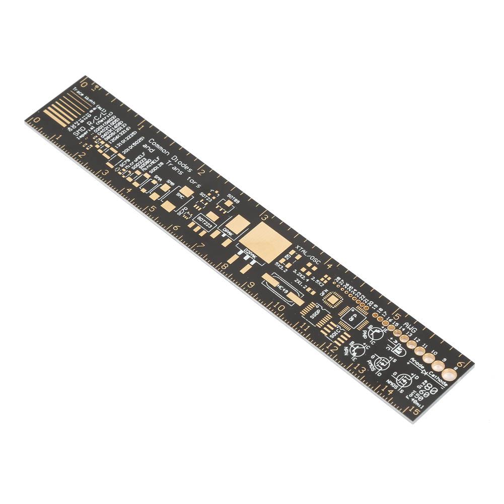 Multifunctional Ruler R,4 Gold,Plated High End Circuit Board Measuring Tool for Electronic Engineers, 15cmor6.3inch with Angle Gauges, Protractor, IC