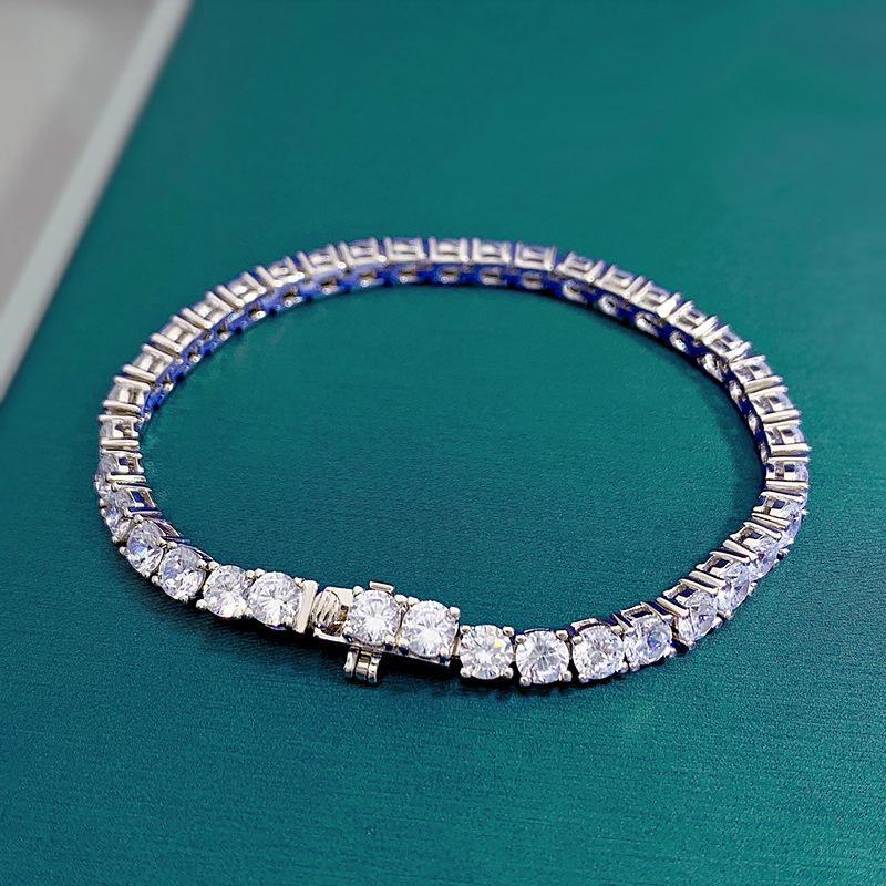 

Ювелирные изделия храма Луоси 2023: Браслет из стерлингового серебра 925 пробы с бриллиантами с высоким содержанием углерода, 4 мм, с покрытием из белого золота 18 карат, модный стиль 18cm