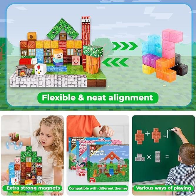 Magnetic Building Blocks Animal House Set, STEM Educational Toy, Magnetic Tiles for Kids, Compatible with Classic Brands, Creative Learning Gift