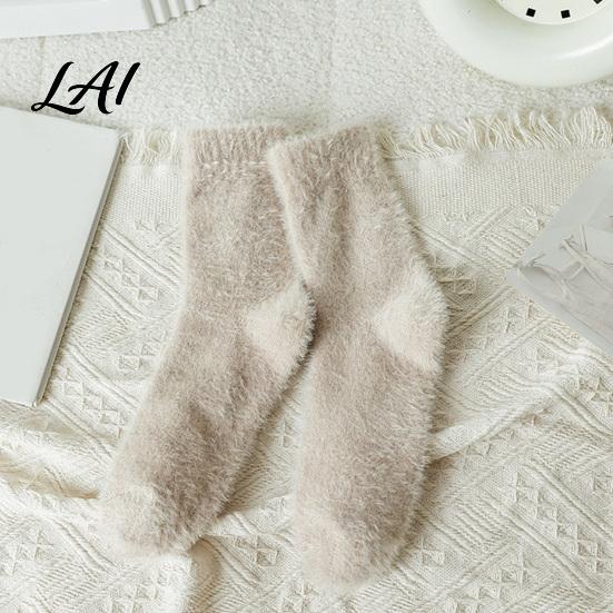 Cozy Plush Thermal Hosiery Thickened Imitation for Women Socks Mink Velvet Soft Socks Winter Durable Washable Warm Solid Color Home Indoor