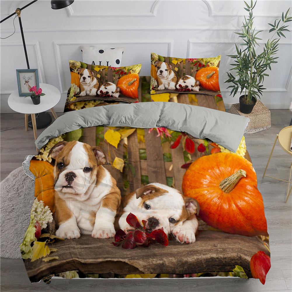 Lovely White Dogs Bedding Set Animal Fashion 3D Print Comforter Luxury Queen King Single Size Duvet Cover Set Home Textile Decor