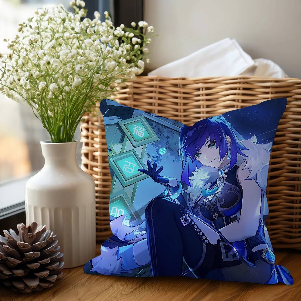 Y-Yelan Anime Game Pillow Anime Pillow Sofa Bed Head Pillow Cover Cushion Cover 45x45 Cm Fashion