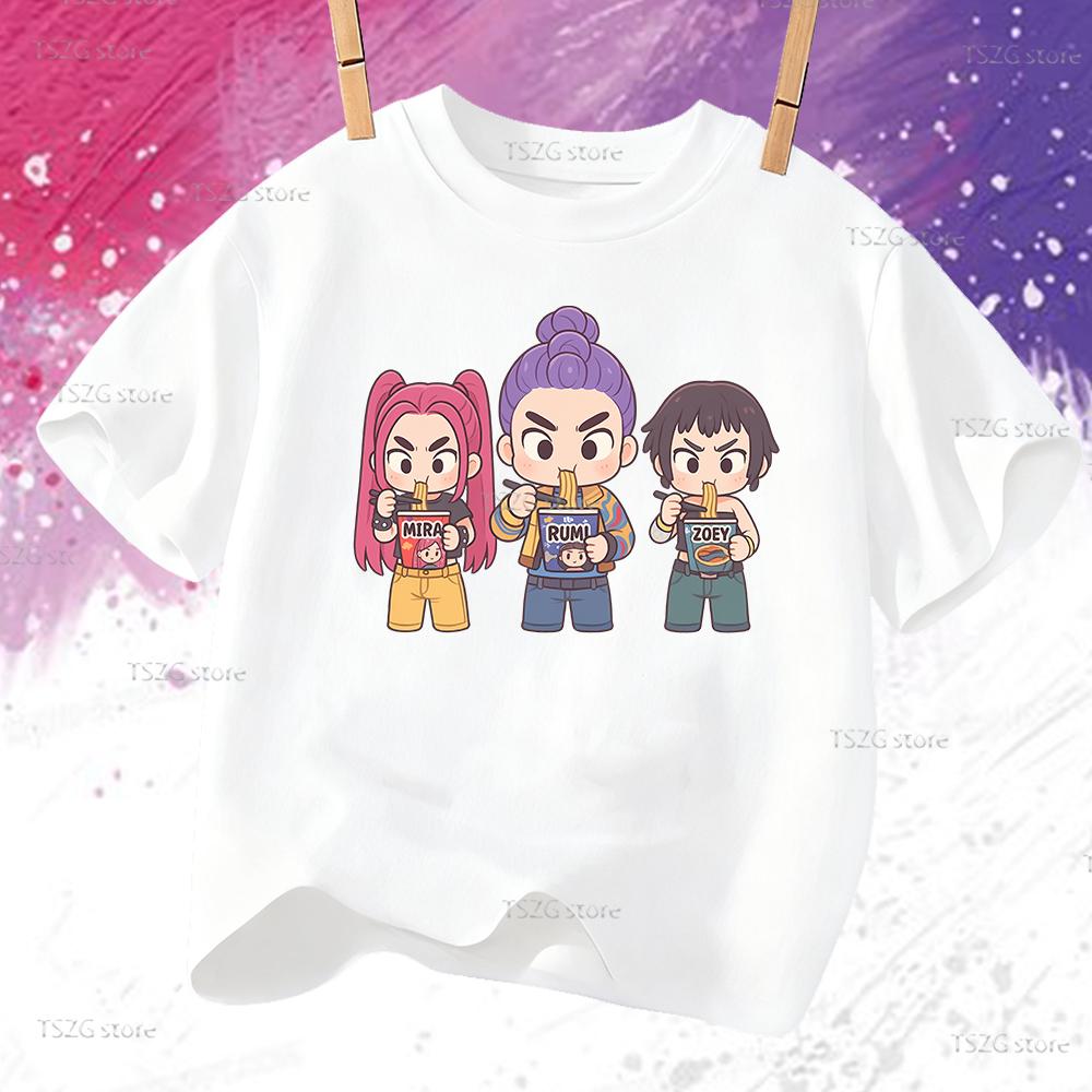 Boys Tee Girl Clothes Movie Cartoon Kid T-shirt KPop Demon Hunters Print Fashion Casual Summer Short Sleeve Tops