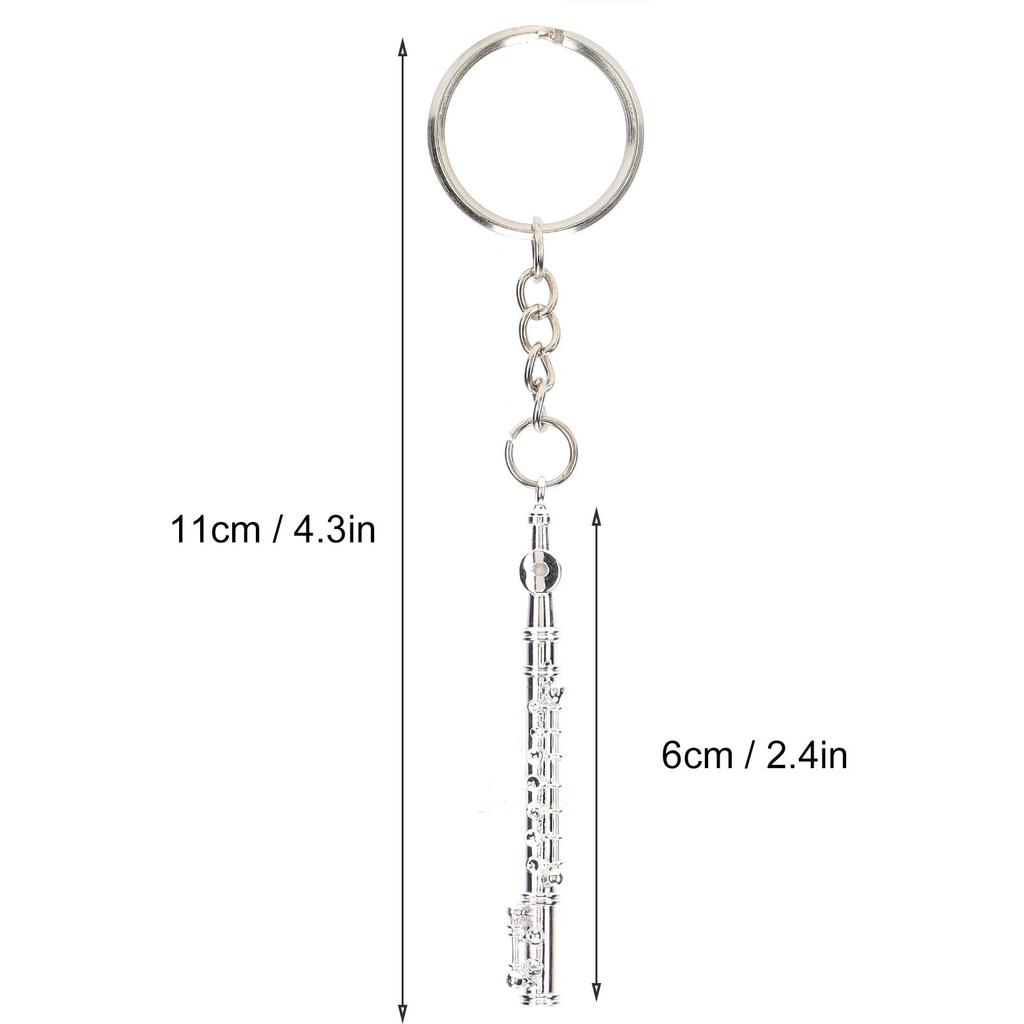 AUHX Metal Flute Keychain, Beautiful Flute Key Ring Gift, Practical Small Exquisite Gift for Hanging Keys or Decoration