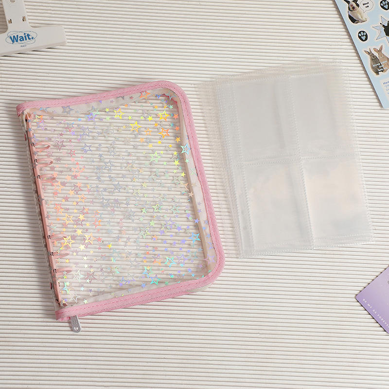 A5 Star Photocard Binder Shinning Protective Sleeves Clear Refillable Notebook Shell Binder Photocard Album 10 Inner Pages High Quality