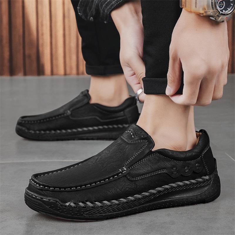 Fashion Non-Slip Outdoor Hiking Shoes Soft Cowhide Mens Casual Shoe Trainers New Leather Men Loafers High Quality Male Slip On Flats