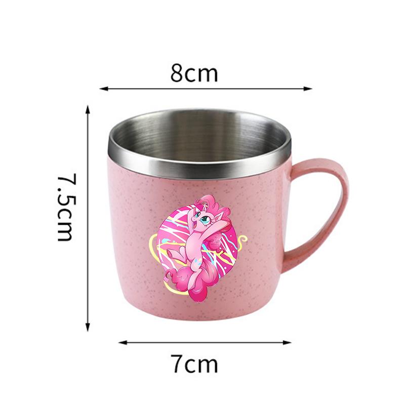 My Little Pony Water Bottle Kawaii Stainless Steel Cups Handle Coffee Milk Mug Tea Drink Home Office Gift Women for Kid Friendly Entertaining Fun Play