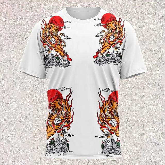 New T Shirt Full-color Tiger Head Short-sleeved Cool T-shirt Round Neck 3d Printed Casual Short-sleeved Shirt Oversized Clothing