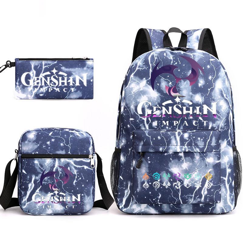 Genshinimpact Yuanshen School Bag Three-Piece Pencil Case Shoulder Bag Backpack