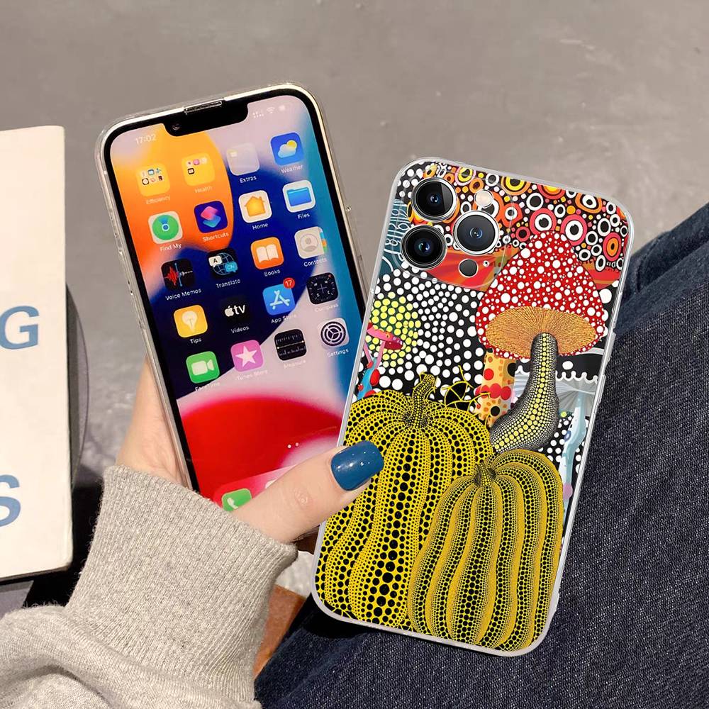 

Японский Y-Yayoi K-Kusama Искусство Для IPhone 17 16 15 14 13 12 11 Pro Max Plus Прозрачный Мягкий ТПУ Чехол для Телефона iPhone 15 plus