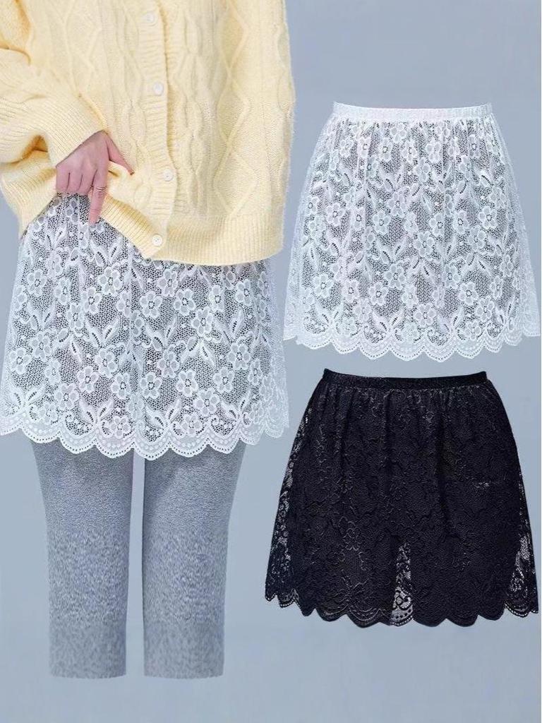 Versatile Lace Hoodie with Butt Curtain: Perfect Base Layer for Autumn, Pairs with Lace-Hemmed Midi Skirt.