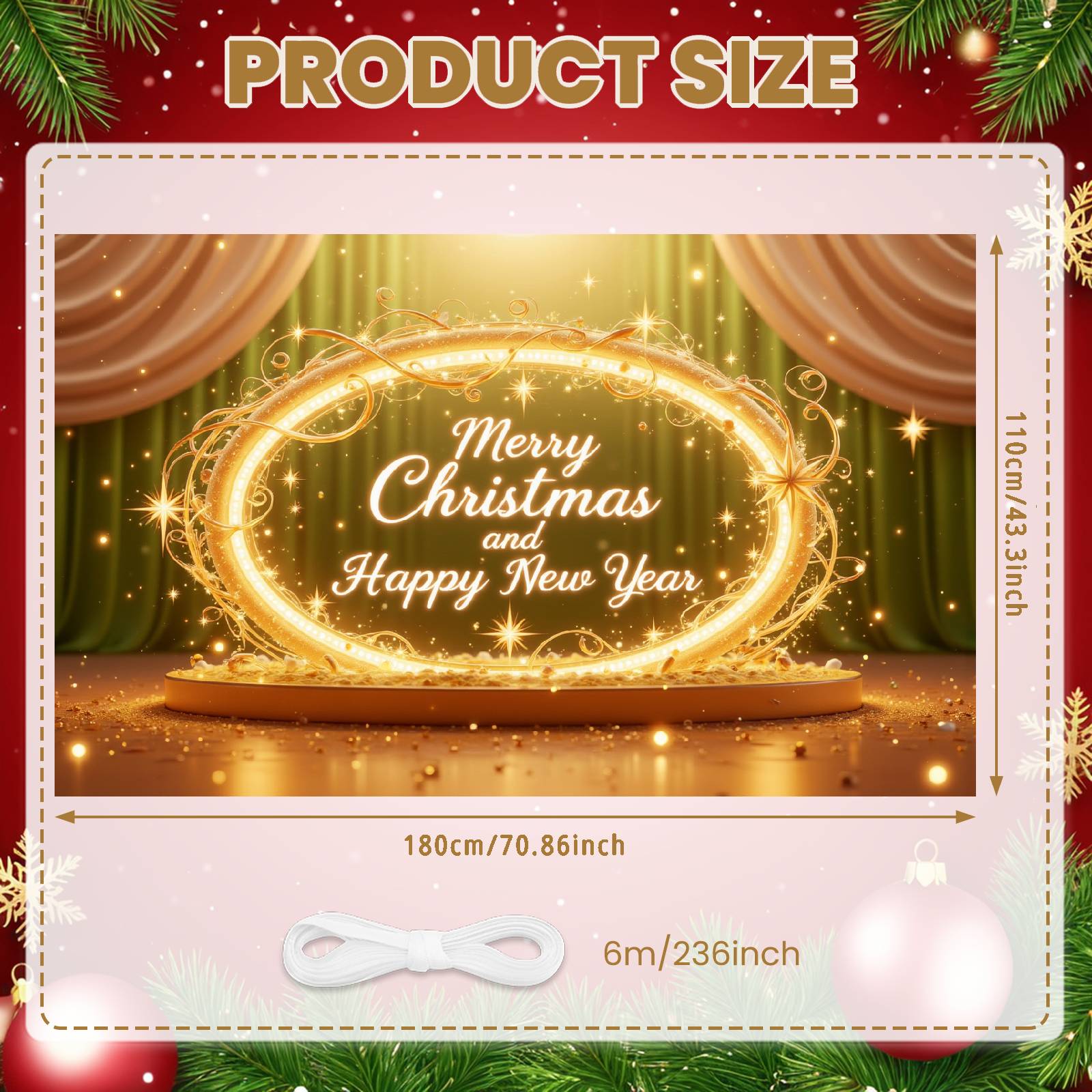 

Xmas Banner Holiday Festive Backdrop Happy New Year Background Shimmering Effect Merry Christmas Backdrop For Winter Festival