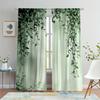 Hanging Vine Leaf Watercolor Pattern Curtains, Rod Pocket Design for Bedroom and Living Room