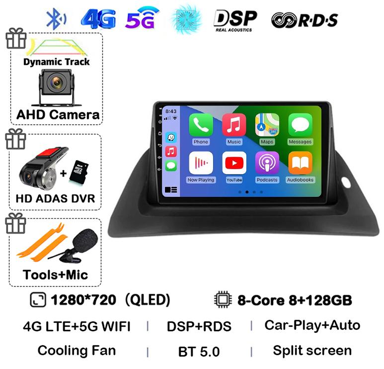 Android 14 Carplay Auto 4G+WIFI For Renault Kangoo 2009-2012 2015 2016 2017 2018 Car Radio Multimedia Stereo Video Player GPS BT