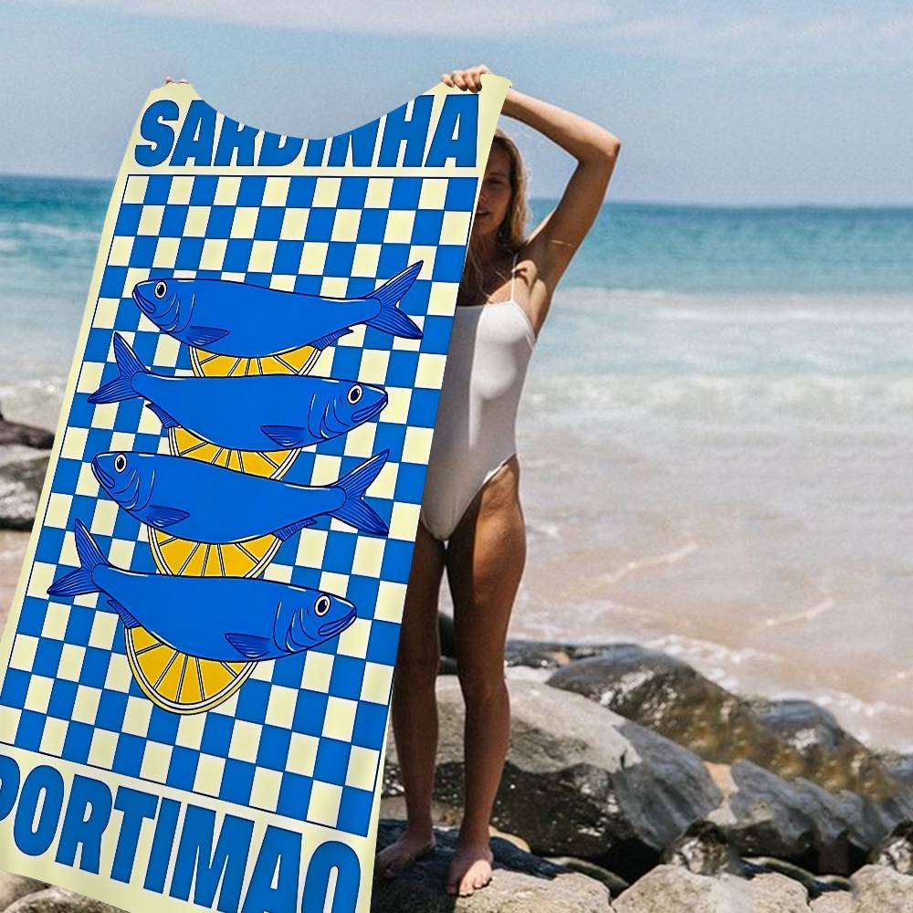 Bunte Sardine Hummer Fisch Meeresbewohner Großes Mikrofaser Strandtuch Schnelltrocknendes Handtuch Sand Strandtücher Poolhandtuch Für Yoga