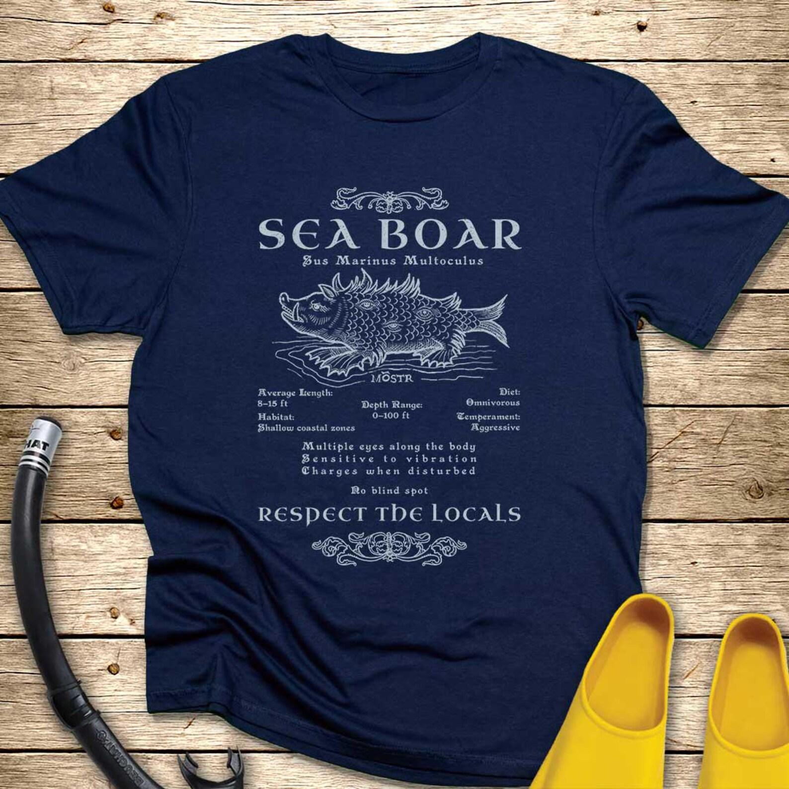 Sea Boar Sea Monster T-Shirt | Mythical Ocean Creature Graphic Tee 2XL