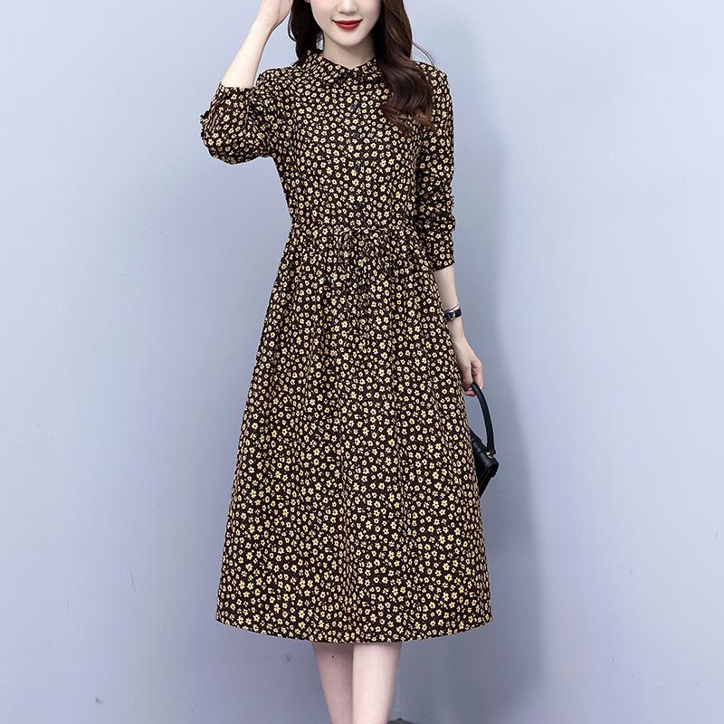 

Women s Floral Long-Sleeve Dress - 2024 Autumn Collection M (recommended 90-109 jin)