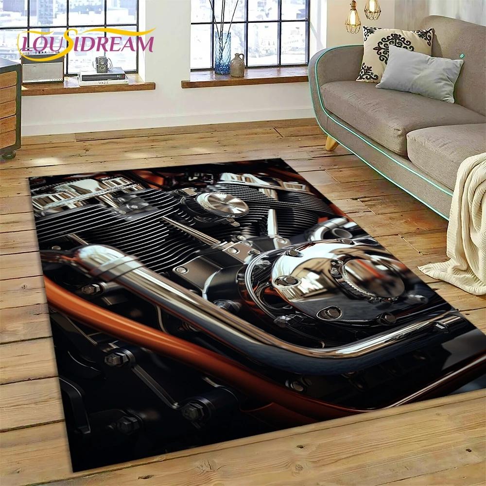 Motocross Modern retro Motorcycle Rug Carpet for Living Room Bedroom Home Decor,Floor Mat Non-slip Decoration for Sofa Doormat