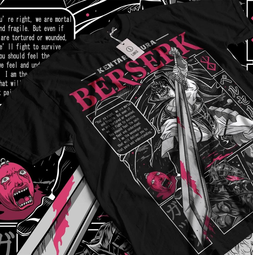 Anime Berserk Guts Armour Quote Graphic Black TShirt Size S4XL S