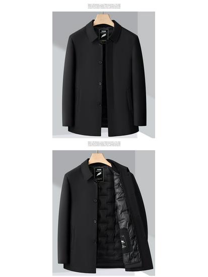 Men's Lightweight Business Casual Down Jacket - Warm Autumn/Winter Outerwear for Middle-Aged/Elderly
