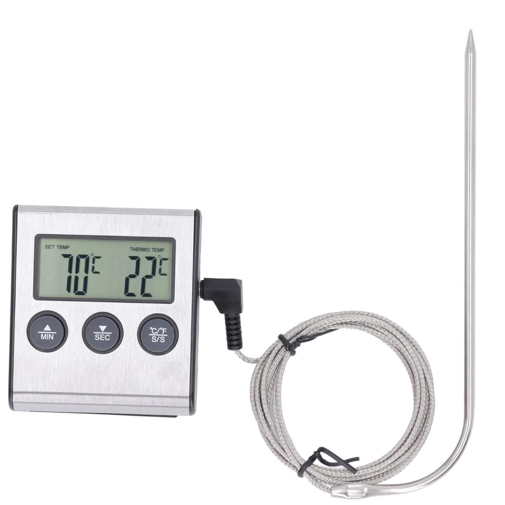 Meat Thermometer Electronic with Probe Digital Oven for Cooking Kitchen Grilling with Preset Temperature Timer