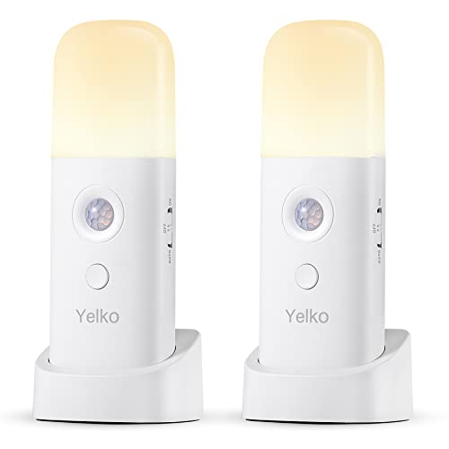

YELKO Motion Sensor Night Light, 2000mAh Rechargeable Battery Powered, Portable Dimmable Night Light with 5 Brightness Levels, for Kids and Adults, Pl