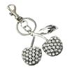Sparkling 3D Cherry Keychain Charm Bag Accessory Fashionable Rhinestones Fruit Shaped Key Ring Ornament for Women