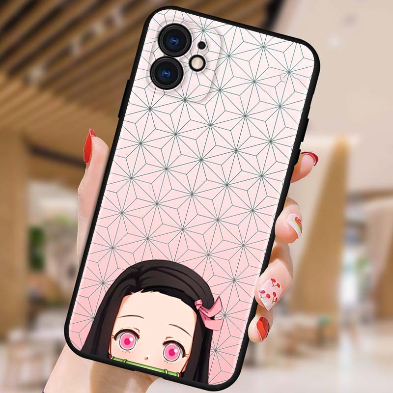 Demon Slayer Anime Etui na telefon Apple iPhone 12 Pro Max Mini 11 Pro XS Max X XR 6S 6 7 8 Plus 5S SE2020 Czarne