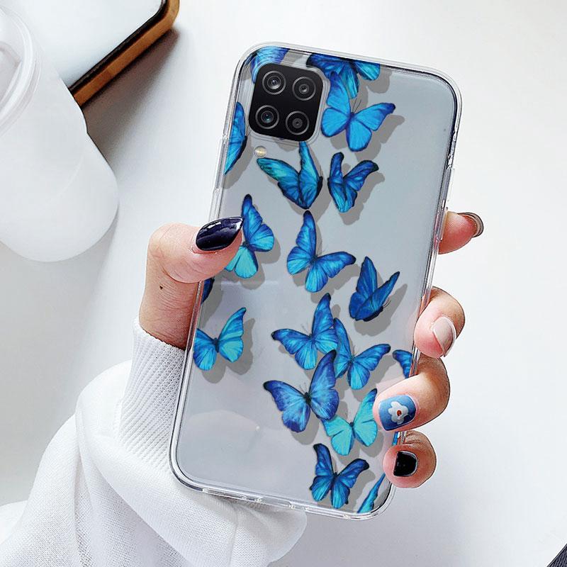 Phone Case For Samsung A12 M12 F12 Floral Silicon Cover For Samsung Galaxy A12 5G Fundas Coque Transparent Soft Capas Flower TPU